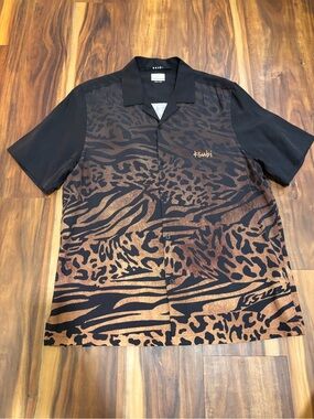 Ksubi Black & Bronze Animal Print Short Sleeve Button-Up Shirt